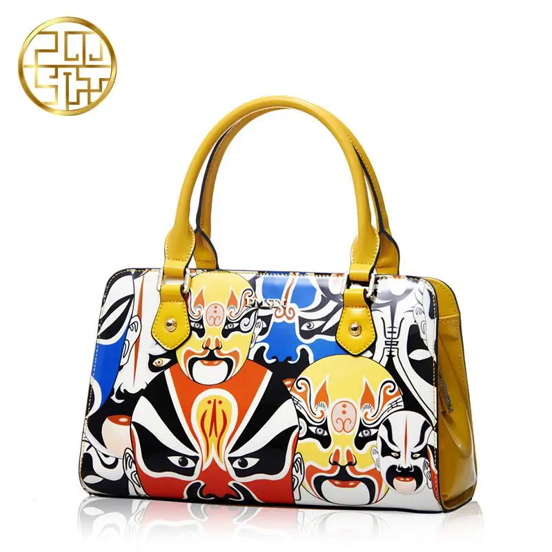 2017 Women Leather Printing China Bags Peking Opera Woman Bags Luxury