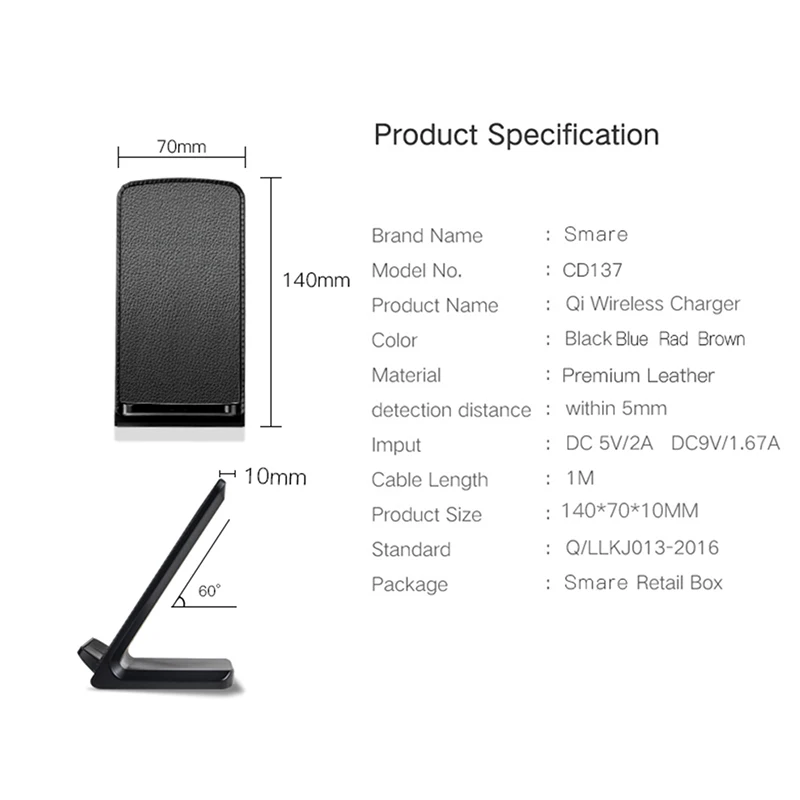 Mixza LS01 кожа магнит QI Беспроводной Зарядное устройство fastfor iPhone 8/x зарядного