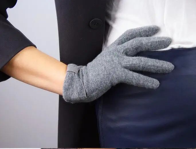 Женские короткие дизайн модные шерстяные Прихватки для мангала Дамская демисезонный сплошной черный кашемировые перчатки R637