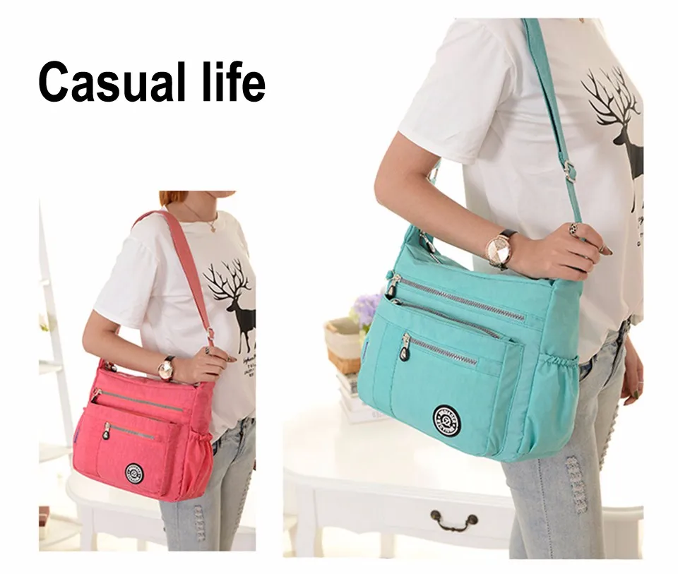 Нейлоновая женская сумка через плечо, одноцветная водонепроницаемая сумка-тоут, сумка-мессенджер, женские сумки, дизайнерские сумки через плечо с верхней ручкой