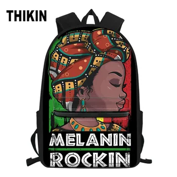 

THIKIN Art African Girl School Bags for Kids Bag Teenagers Junior Backpack Children Shoulder Softback Girls Bookbag Customize