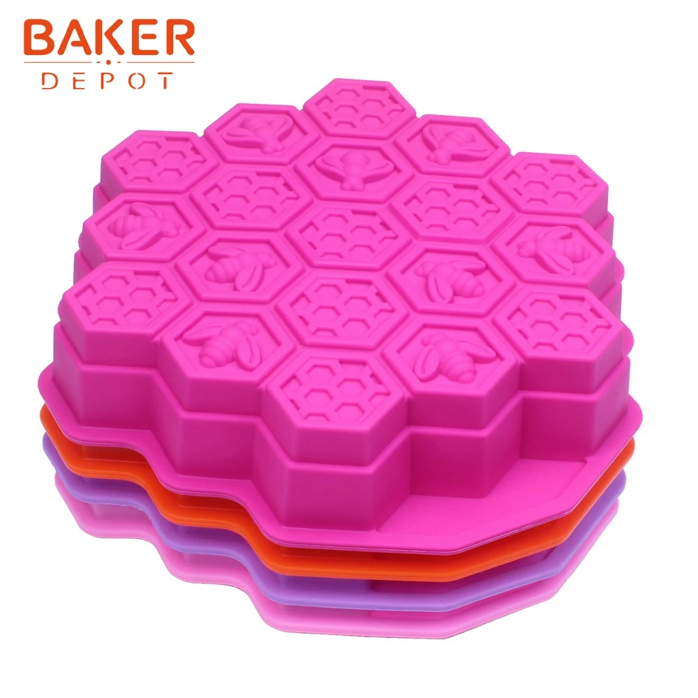 BAKER DEPOT силиконовая форма для пирожных формы соты для хлеба и выпечки формы для детей формы для выпечки сковорода 3D шоколадный лед для пудинга и желе инструмент