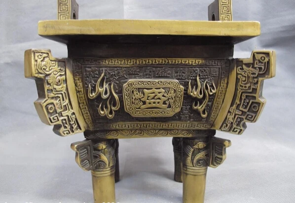 

Collectible bronze lion statue S1108 Chinese Classical Copper Bronze Fengshui Four Foot Tripod Censer incense burner B0403