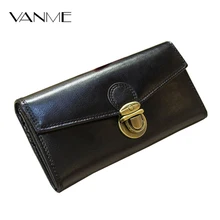 Luxury Lady Purse Genuine Leather Wallet Women Top Grade Metal Hasp Lock Luxury Design Female Cards Holder Famous Brand Wallets