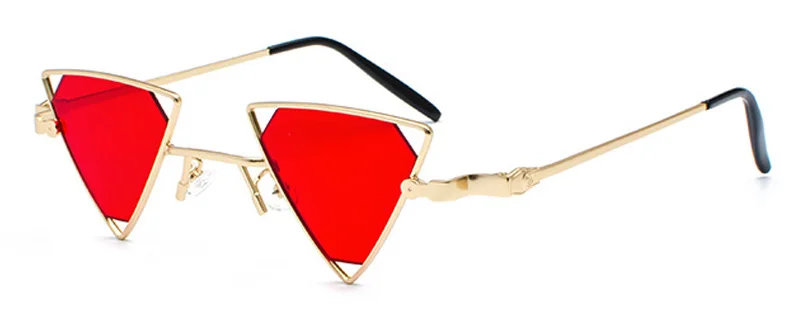 Винтажные очки shauna в стиле панк Женские Треугольные солнечные очки модные мужские открытые Красные линзы UV400 - Цвет линз: Golden Clear Red