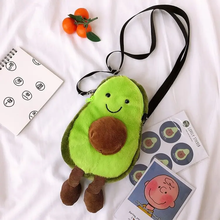 

2019 Summer New Women Cartoon Soft Shoulder Bags Female Casual Zipper Avocado Students Handbags Messenger Bags