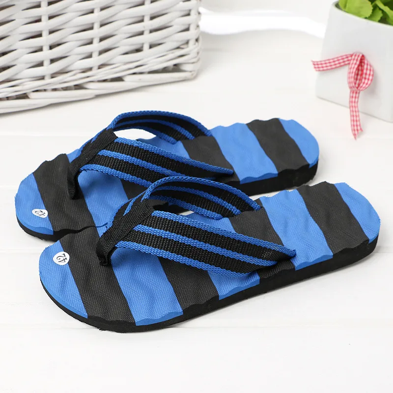 Мужские шлепанцы; летние мужские вьетнамки высокого качества; пляжные сандалии; нескользящая Повседневная обувь; zapatos hombre; Прямая поставка - Цвет: 9585--blue