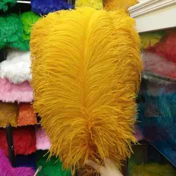 

100 PCS "thick stem" male ostrich feathers Golden 60-65 cm/24-26 inches Wedding Birthday Christmas Decorations