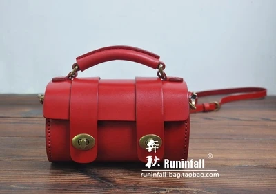 AETOO оригинальная кожаная мини-сумка ручной работы в стиле ретро, маленькая круглая сумка-мессенджер из воловьей кожи, женская сумка - Цвет: 2