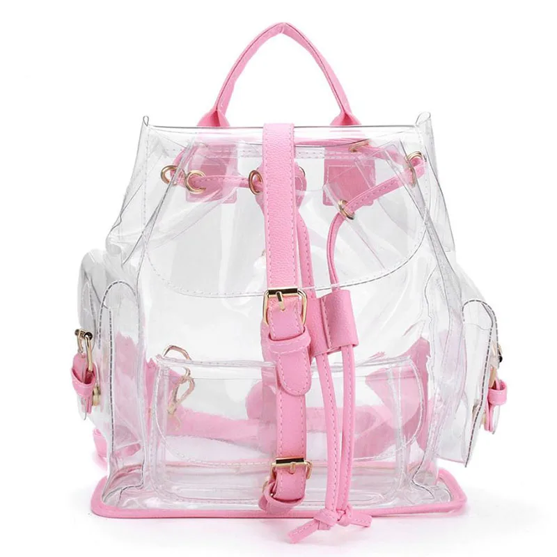 Korean cute Clear Plastic Transparent Backpacks ladies women girl
