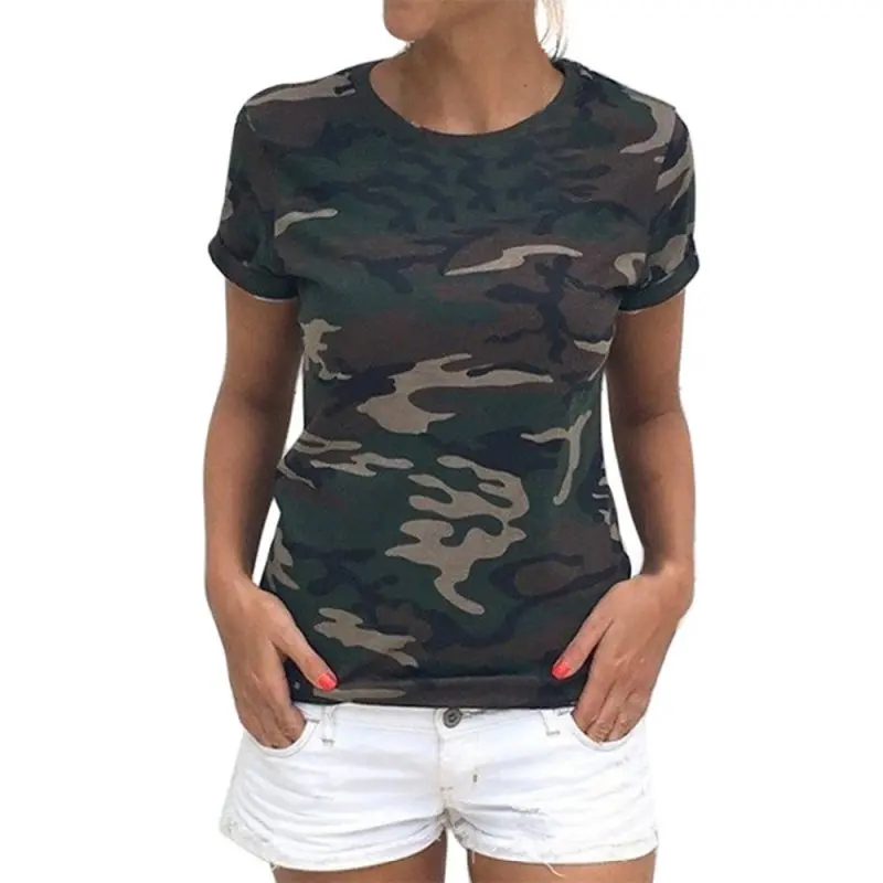 

Camouflage Summer T-Shirts Women O-Neck T shirt Casual Short Sleeve Tops Tee Shirt Ladies Loose Tee shirt
