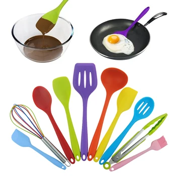 

10pcs/set Hanging Soft Silicone Kitchenware Set Eco-Friendly Safe Home Kitchen Necessary Tools Picnic Portable Kitchenware Sets