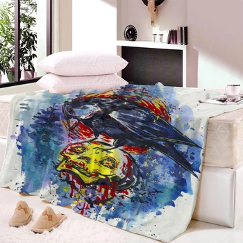 

Painted Skull Simple Art Nap Blanket Beach Towel Bath Towel Super Soft and Comfortable Velvet Plush Throw Blanket Custom Blanket