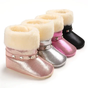 

Autumn Winter Baby Girl PU Boots Casual Shoes First Walkers Newborn Cute Cotton Non-slip Soft Sole Shoe