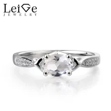 Leige Jewelry Natural White Topaz Ring Anniversary Ring Real Solid 925 Sterling Silver font b November