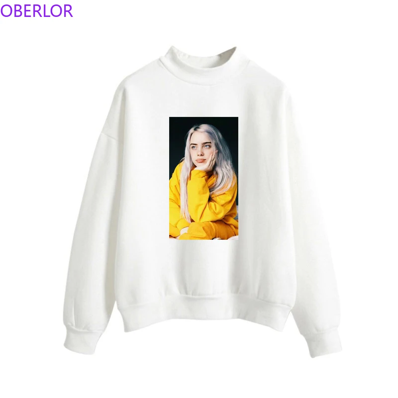 

New Fashion Billie Eilish White Pink Hoodie Women Long Sleeve O-Neck Sweatshirt Hip Hop Pullover Harajuku Cool Hoodie