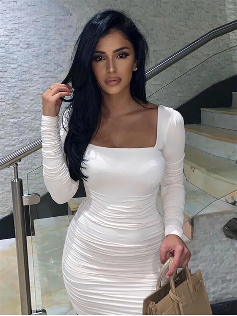 Nadafair Long Sleeve Mini Bodycon Dress 