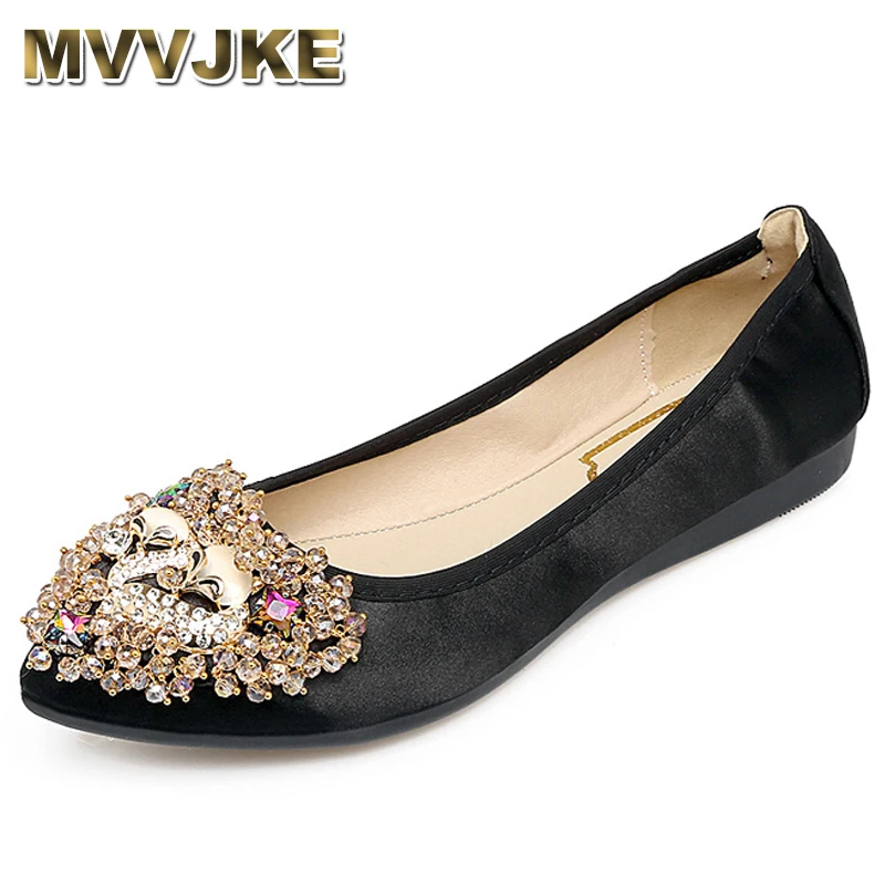 Buy MVVJKE Fashion Rhinestone Flat Ladies Shoes Large