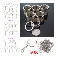 30/50/100 шт./компл. серебристое кольцо для ключей, держатель для 3 вида стилей ювелирных изделий, брелки для ключей с ringkey цепи из нержавеющего сплава круг "сделай сам" с фокусным расстоянием 25 мм