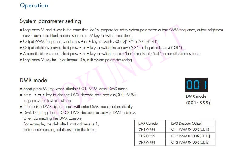 3CH постоянный ток DMX512 и RDM декодер D3C-L(350mA) RDM декодер D3C-L(700mA
