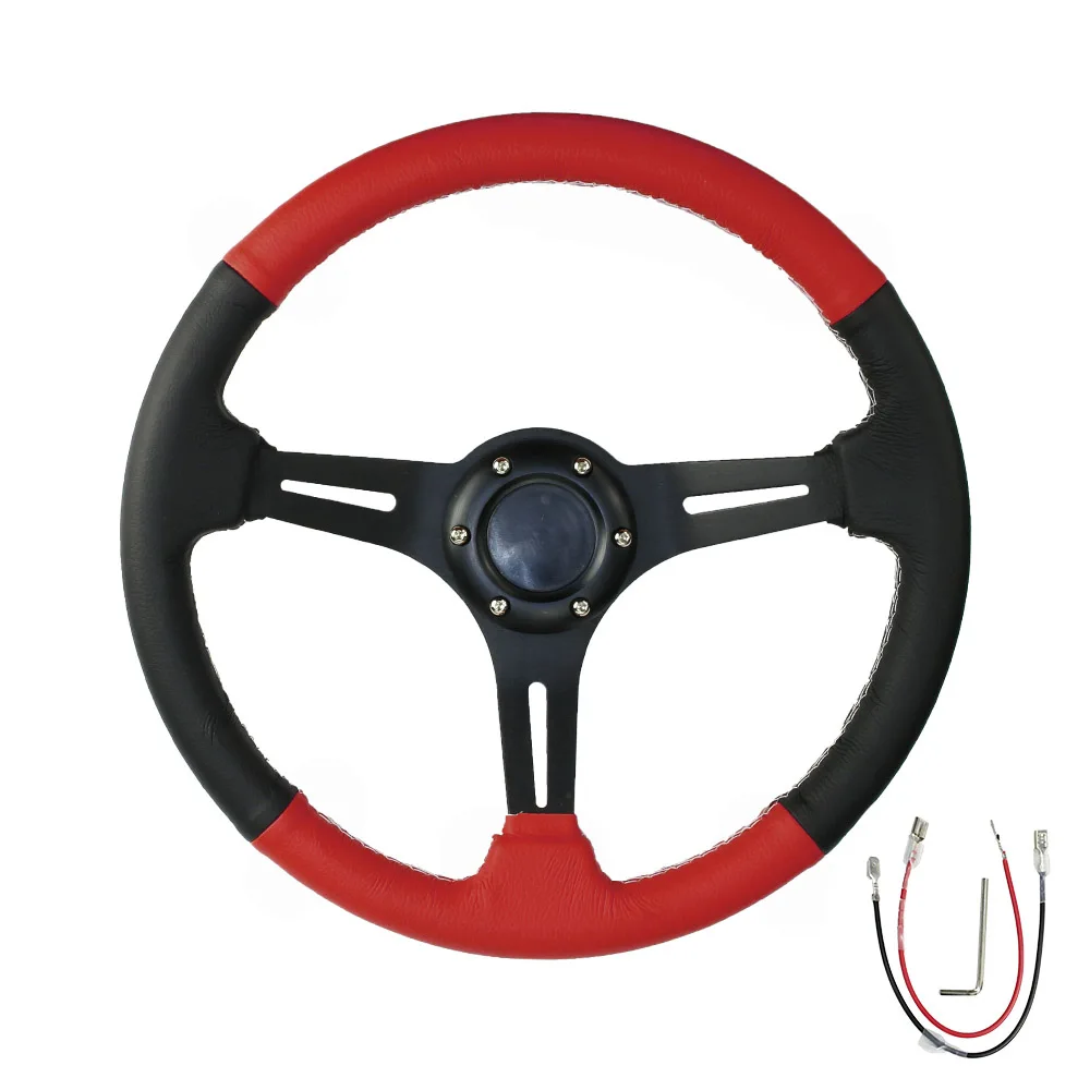 Автомобильное рулевое колесо 14 дюймов 350 мм Дрифтинг Авто Рулевое колесо/замшевое рулевое колесо с кожаной оплеткой YC100958 - Цвет: Красный