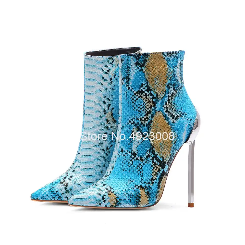 aqua snakeskin boots