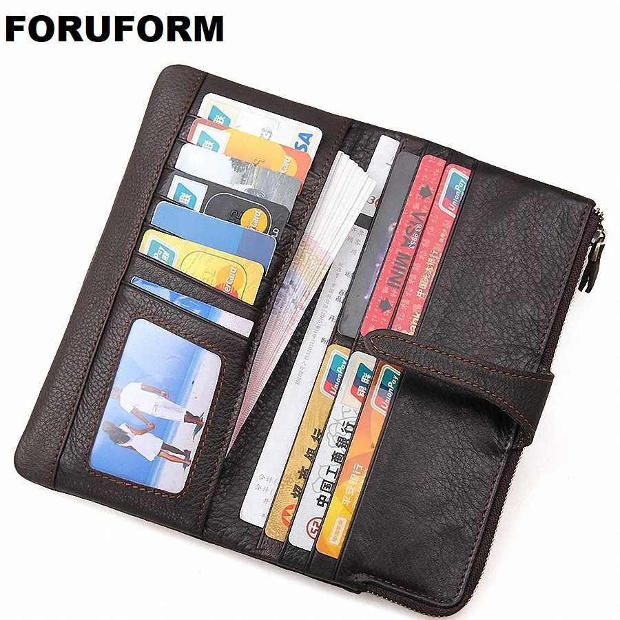 

New Arrival Men Wallets Long Genuine Leather Brand Big Capacity Male Purse First Layer Cowhide Man Day Clutches Bag LI-1888
