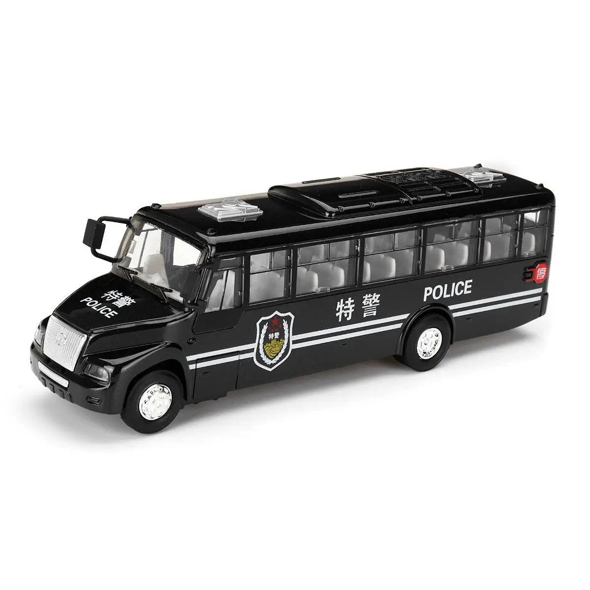 1:48 автобус игрушечные модели машин Swat полисы школьный автобус флэш-игрушка светильник и голосовой автомобиль подарок для детей - Color: Special polices bus