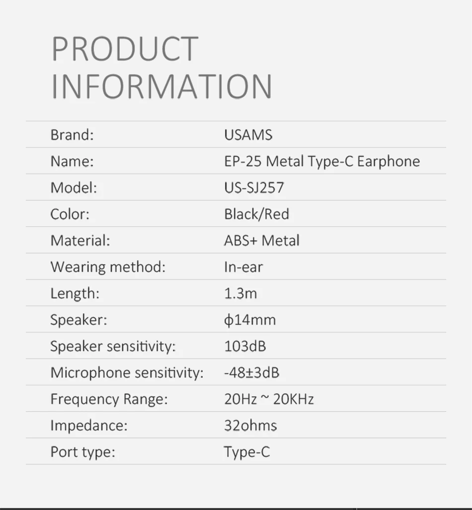 USAMS металлические usb type C наушники-вкладыши высокого качества Hi-Fi стерео гарнитура микрофон громкость наушники usb c для samsung huawei LG