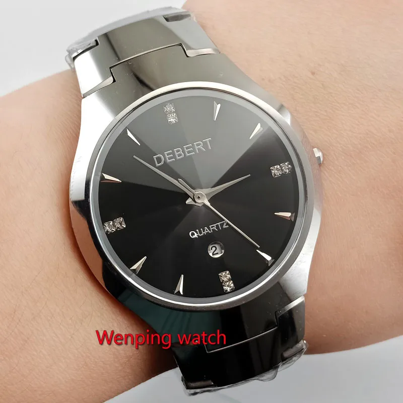 

DEBERT Tungsten Steel watch case Rhinestone mark dial sapphire glass particular new Quartz Wristwatches W2895