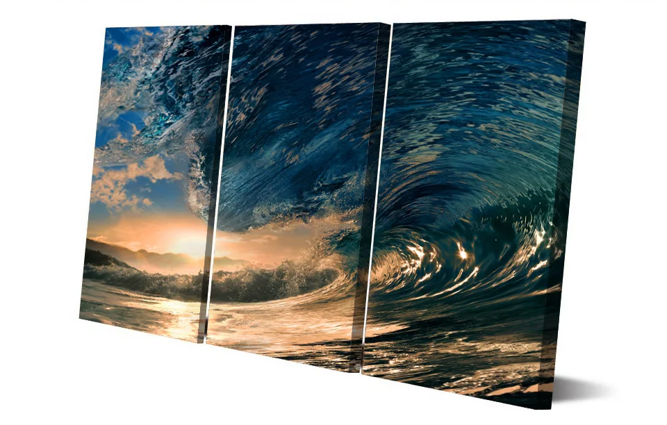 3 Panel Tropical Paradise Ocean Sea Wave Modern Home Wall Decor Canvas Picture Art HD Print Painting On Canvas For Living Room