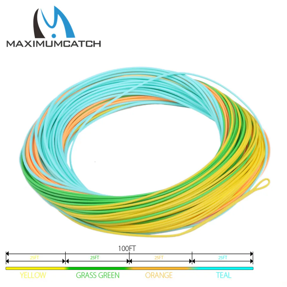 Maximucatch WF5F Летающая линия 4 цвета 25 м/секционная отслеживающая линия со сварными петлями Вес вперед Летающая плавающая линия