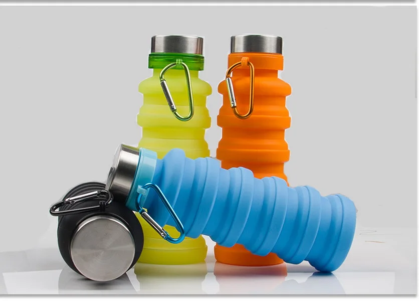 

DHL 100 550ML Portable Silicone fashion Folding Water Bottle Retractable Outdoor Climbing Travel Collapsible Sports Kettle