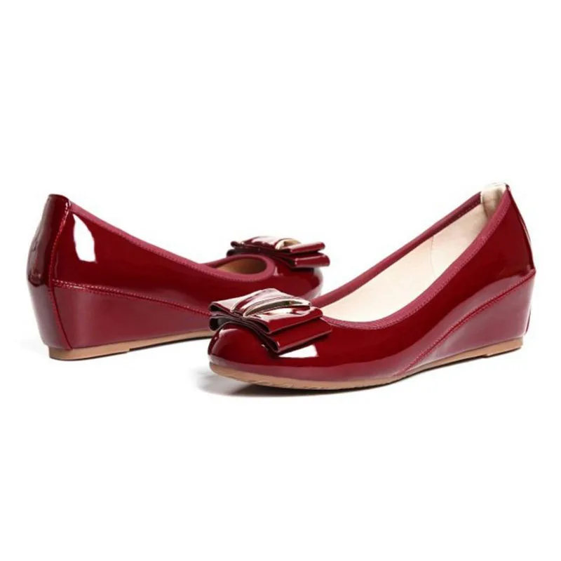 Coins ivoire Bout Noir Femmes Daily Bureau Slip Chaussures Bowknot Rond Talons Mi Red wine Taille Sur 34 Taoffen Mode 41 Pompes Ladies 5UHwqIwx