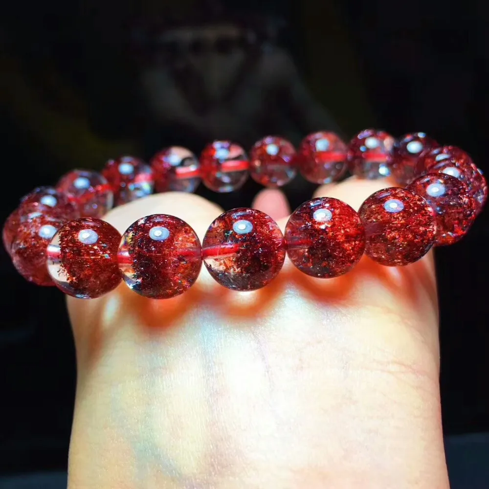Из натуральной Lepidocrocite кварц красный супер семь прямоугольник круглый бусины эластичный браслет 9 мм AAAAA сертификат