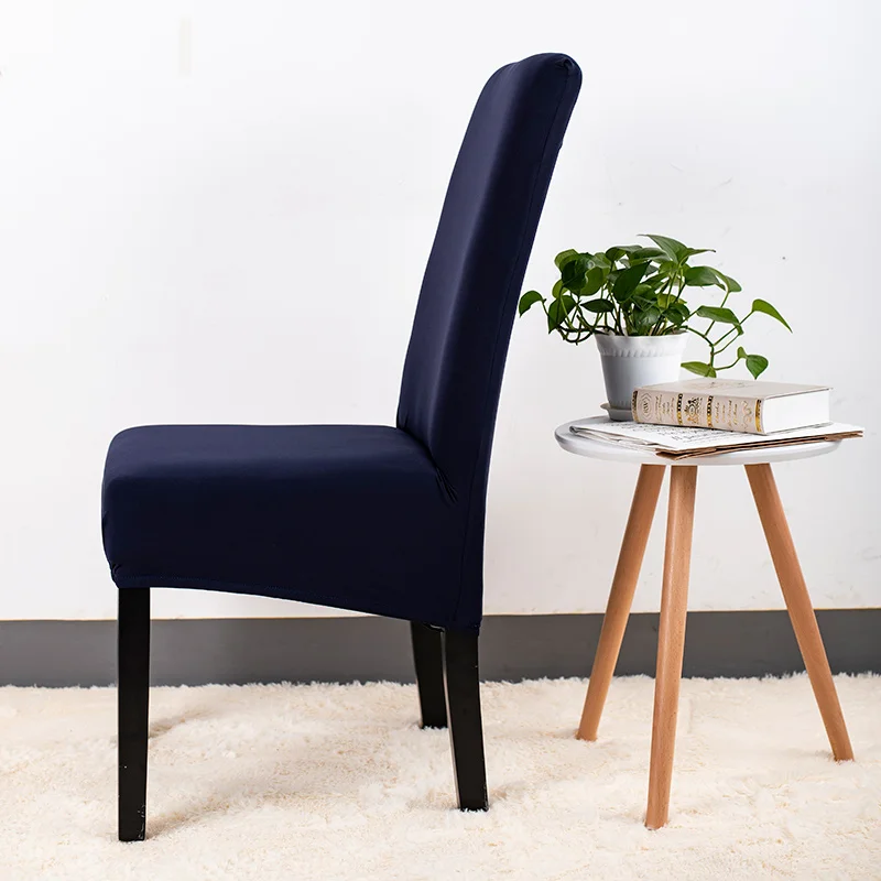 Чистый цвет Эластичный гибкий анти-грязный большой чехол для стула для свадебного банкета мебель для гостиничного ресторана чехол для сиденья большой размер XL - Цвет: Navy Blue