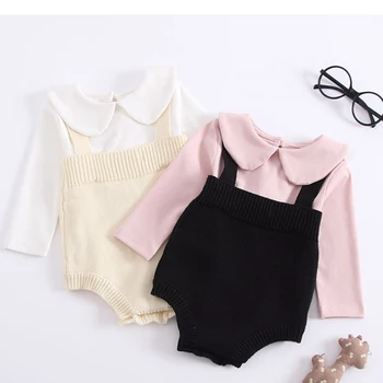 

Autumn Newborn Girls Rompers Toddler Baby Climbing Suits Baby Girl Clothes Infant Knitted Rompers Baby Boy Black Jumpsuit