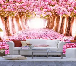 [Самоклеющаяся] 3D Розовая Cherry вая Цветущая древесина лепестки дорога 67 настенная бумага настенная печать наклейка настенные фрески