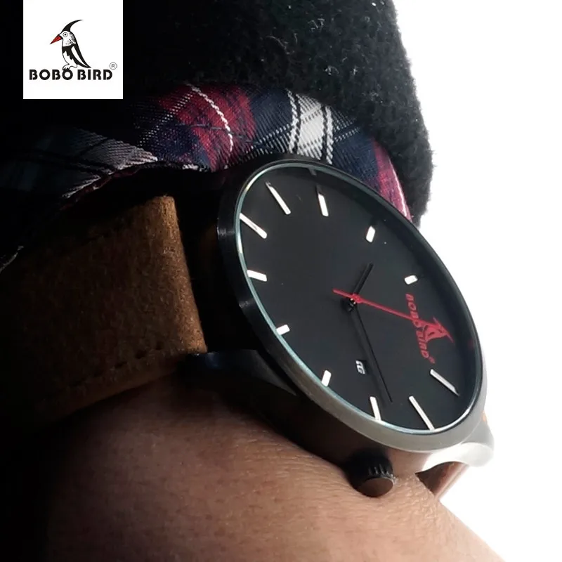 BOBO BIRD Multfunction Calendar Watch Wooden Watches for Men Japanese 2035 Movement Quartz Watches with Leather Band