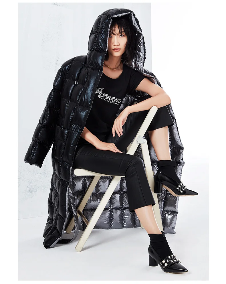 EFATZP новейшая мода зимняя подиумная пуховая куртка женская с длинным рукавом двухсторонняя с капюшоном Регулируемая Талия Пальто для улицы