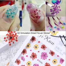 latest Japan decal 10pcs 3D Self-adhesive Simulation Dried Flower Nail Art Stickers Ultra-thin For Nails Decoration