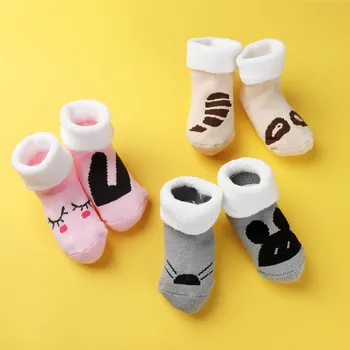 

1 Pairs Baby Cotton Winter Socks Baby Girls Boys Cute Socks Cartoon Rabbit Print Soft Warm Floor Socks Keep Warm High Quality