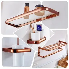 Роскошные розовое золото аксессуары для ванной комнаты латунь