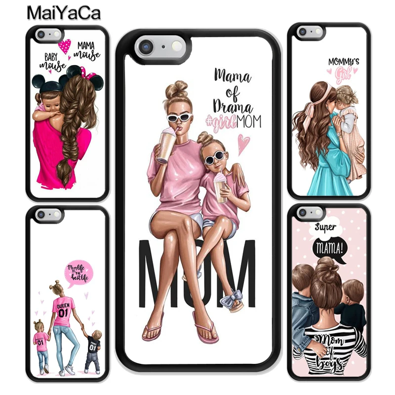 

MaiYaCa Black Brown Hair Baby Mom Girl Queen TPU Phone Case For iphone XR XS MAX 11 Pro MAX X 6 6S 7 8 Plus 5S Back Cover Shell