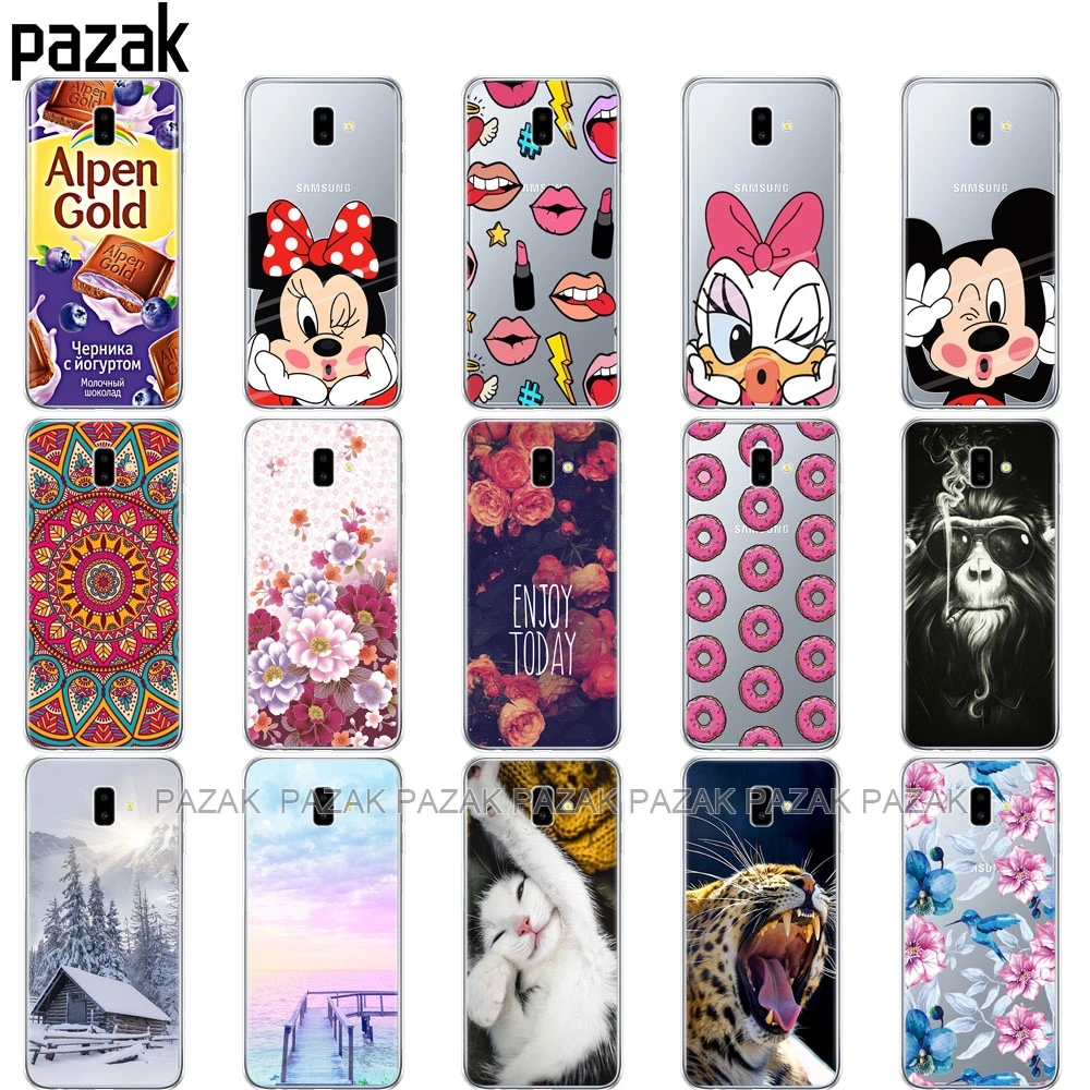 حقيبة لهاتف سامسونج J6 زائد لينة TPU طباعة غطاء لسامسونج غالاكسي J6Plus 2018 J6 + J 6 زائد J610 J610F حالات سيليكون الهاتف كابا