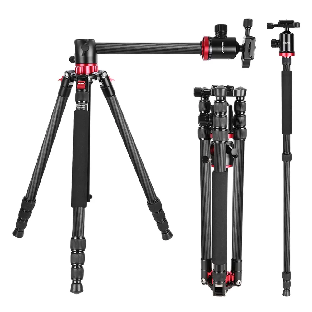 Neewer Camera Tripod Monopod Carbon Fiber with Rotatable Center Column