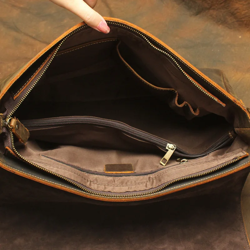 Nesitu Винтаж коричневый натуральная кожа мужские Офисные сумки портфель Crazy Horse кожаная сумка 14 ''сумки для ноутбука# M1052