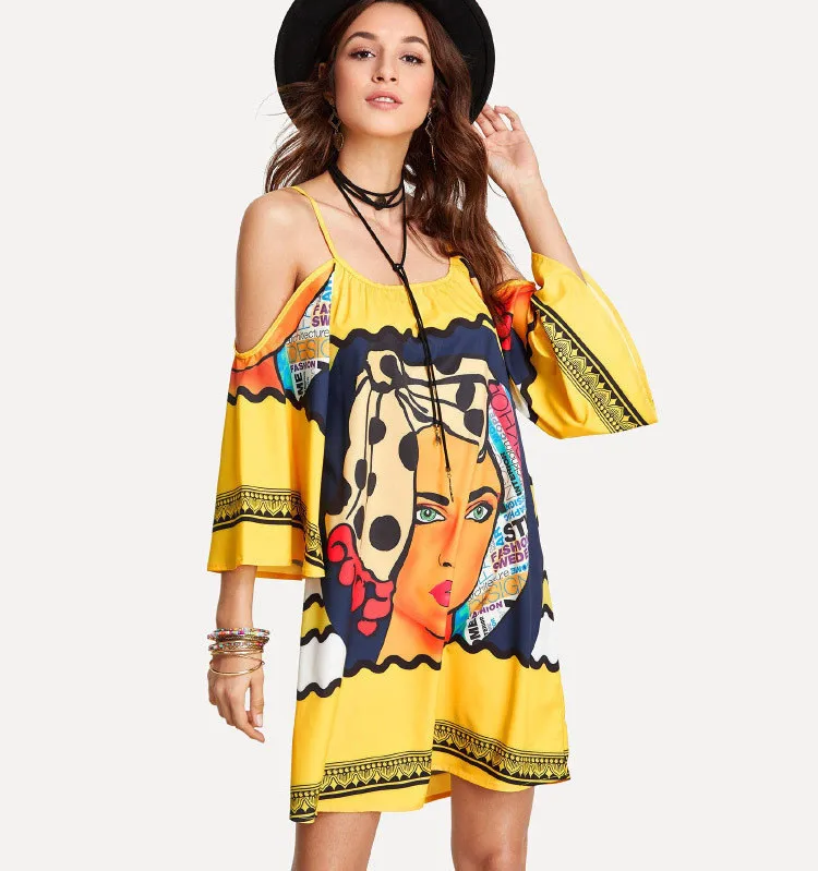 QIANYUER летнее платье Повседневное платье с вырезом лодочкой размера плюс винтажное богемное платье в стиле хиппи одежда в стиле бохо с этническим принтом