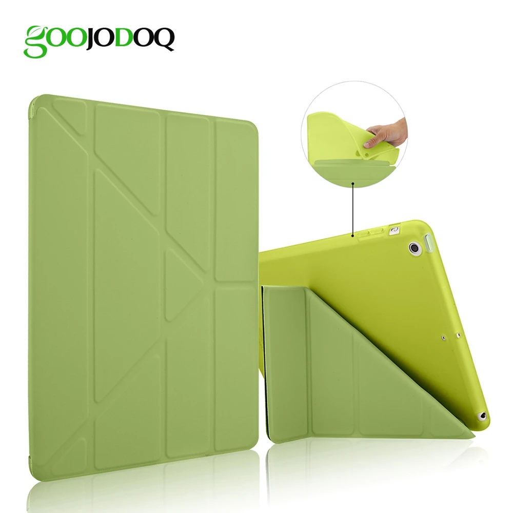 GOOJODOQ For iPad Air 1 2 Smart Case 5 Shapes Stand Ultra Thin PU Leather Cover Silicon Soft Case Auto Sleep/Wake up for ipad pro 9 7 5 shapes smart case soft tpu back case slim pu leather magnetic cover for ipad 7 air 3 auto sleep wake a66