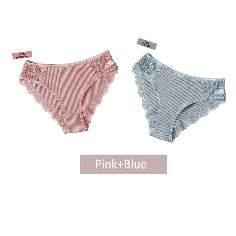 pinkblue Нижнее белье женские хлопковые трусики женские кружевные трусики нижнее белье женские удобные Цветочные трусы женские трусики для девочек - Цвет: pinkblue